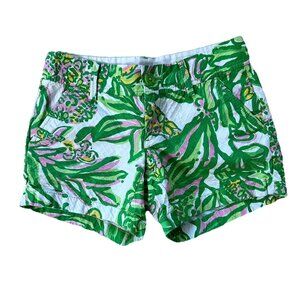 Lilly Pulitzer The Callahan Short Green Pink White Printed Womens 00 Tropical